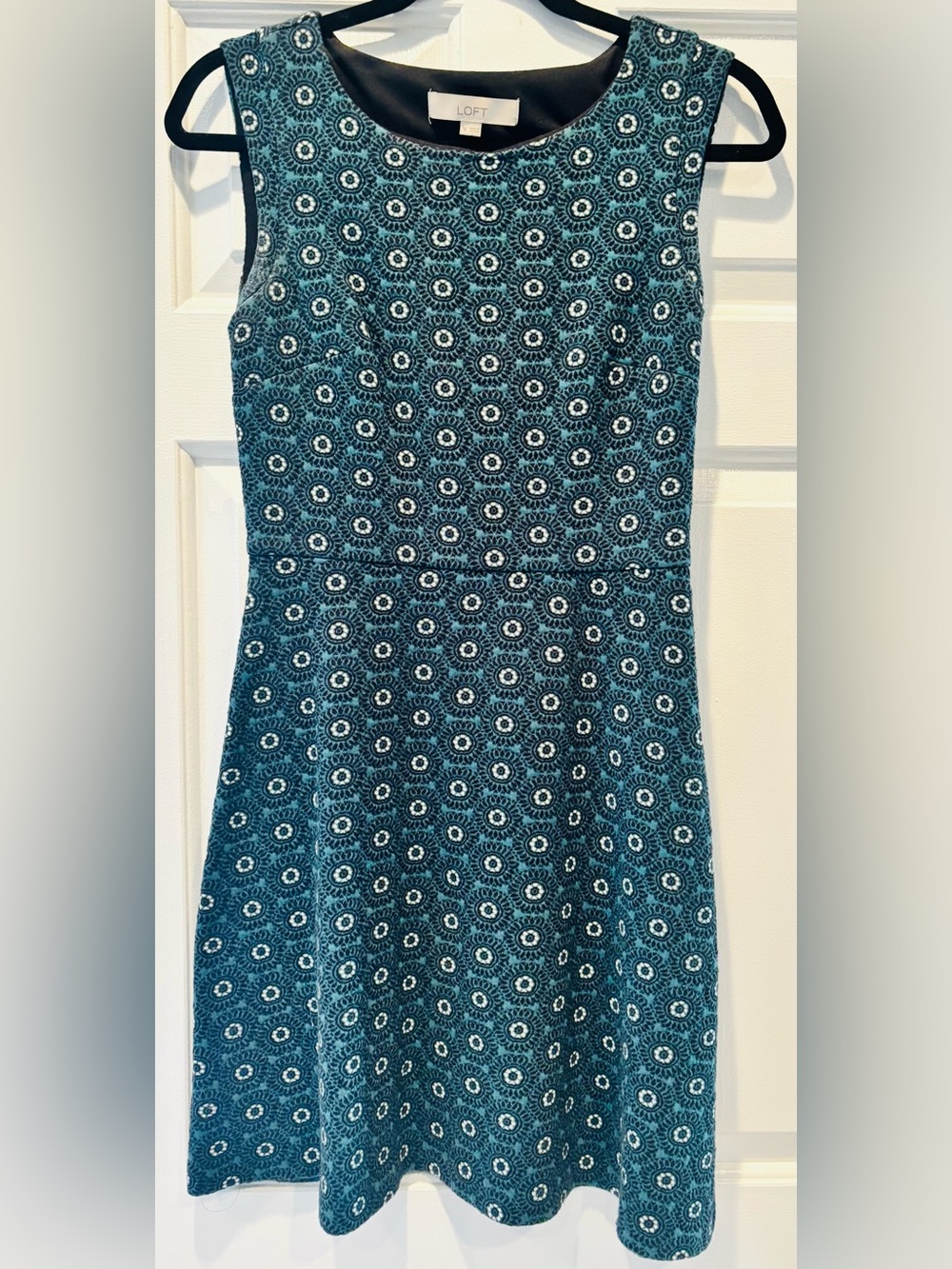 LOFT Teal Geometric Pattern Sleeveless Dress | Size 0